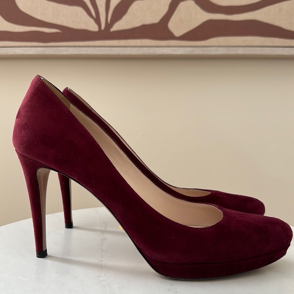 Prada Camoscio Basic Platform Pump In Granato - image 1